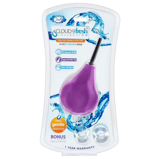 Cloud 9 Fresh + Deluxe Anal Soft Tip Enema Douche 7.6 Oz W/ Ez Squeeze Bulb & 2 C-rings