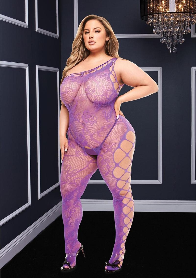 Off The Shoulder Bodystocking Purple Q/s