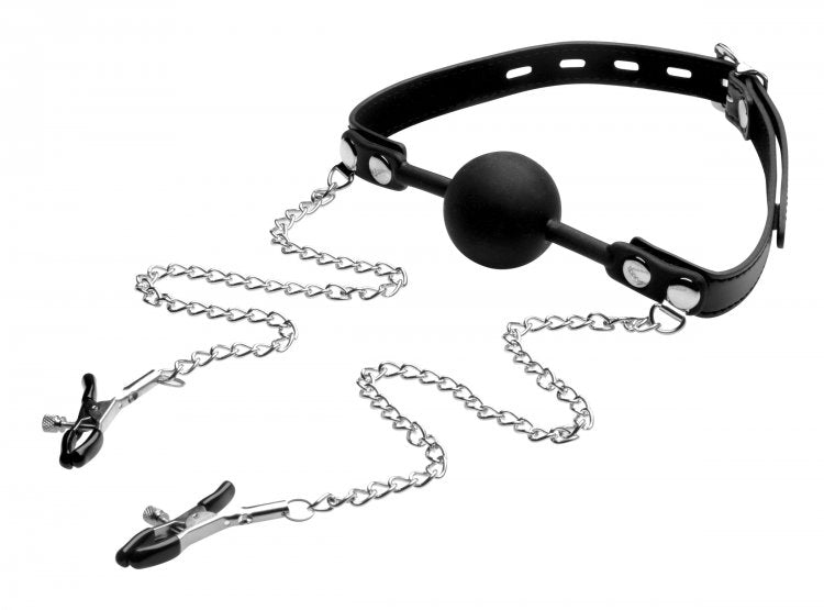 Strict Silicone Ball Gag W/nipple Clamps