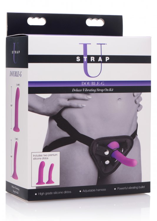 Strap U Double-g Deluxe Vibrating Silicone Strap On Kit