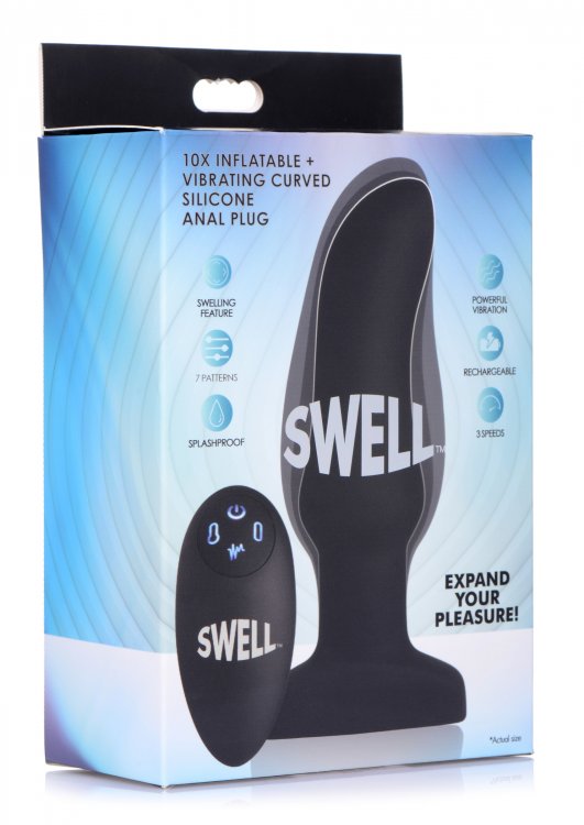 Swell 10x Silicone Inflatable & Vibrating Curved Anal Plug