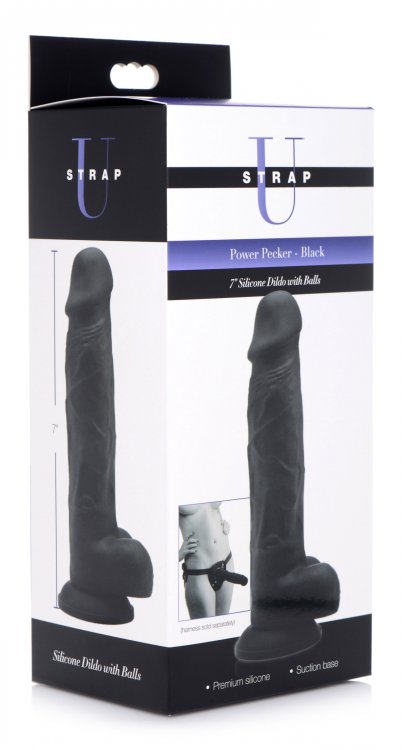 Strap U Power Pecker 7in Dildo Silicone W/ Balls