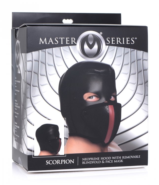 Master Series Scorpion Hood Blindfold & Face Mask Neoprene