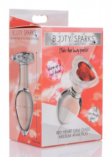 Booty Sparks Red Heart Glass Anal Plug