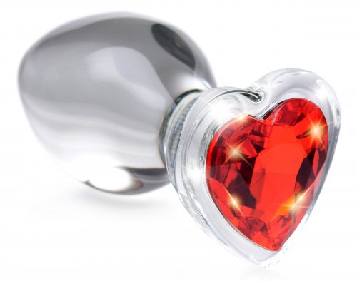 Booty Sparks Red Heart Glass Anal Plug