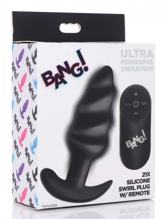 Bang! 21x Vibrating Silicone Swirl Butt Plug W/ Remote