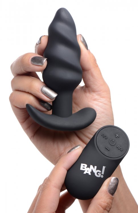 Bang! 21x Vibrating Silicone Swirl Butt Plug W/ Remote