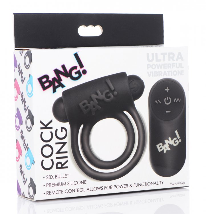 Bang! Silicone Cock Ring & Bullet W/ Remote