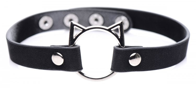 Master Series Kinky Kitty Ring Slim Choker Black