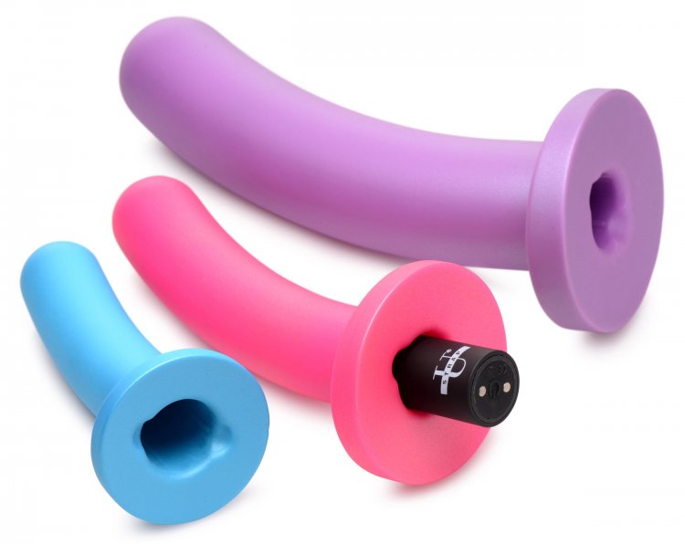 Strap U Triple Peg 28x Dildo Set Silicone W/ Remote