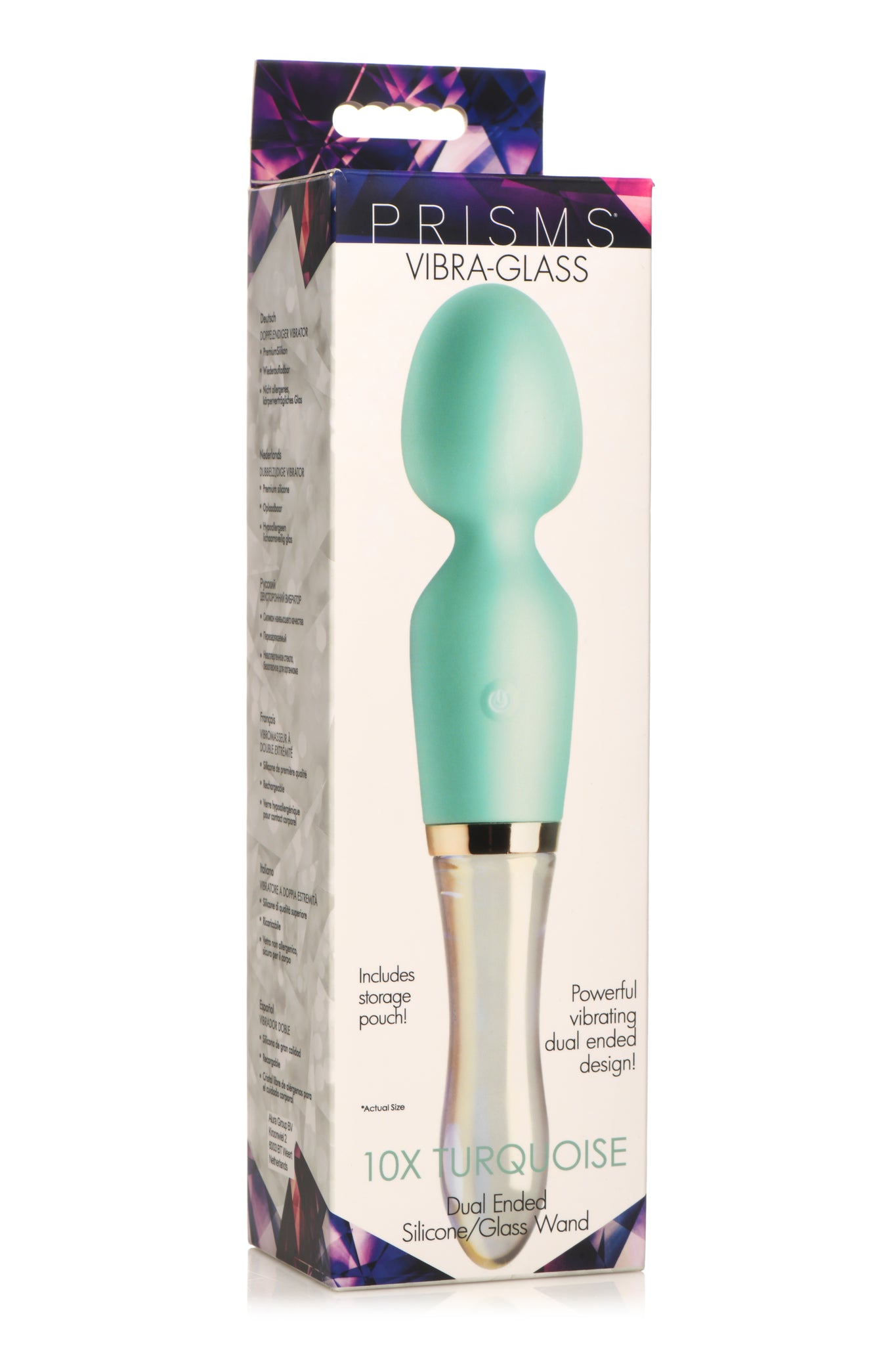 Prisms Vibra-glass 10x Turquoise Glass Wand Dual End